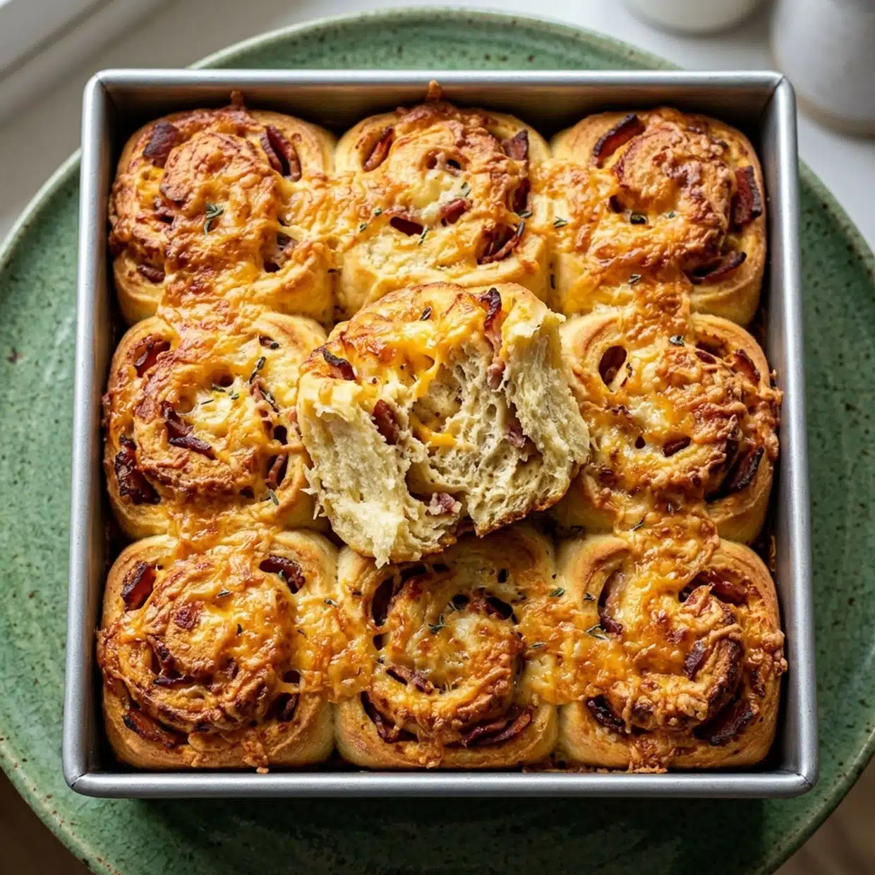 Fluffy Yeast-Dough Cheese and Bacon Scrolls