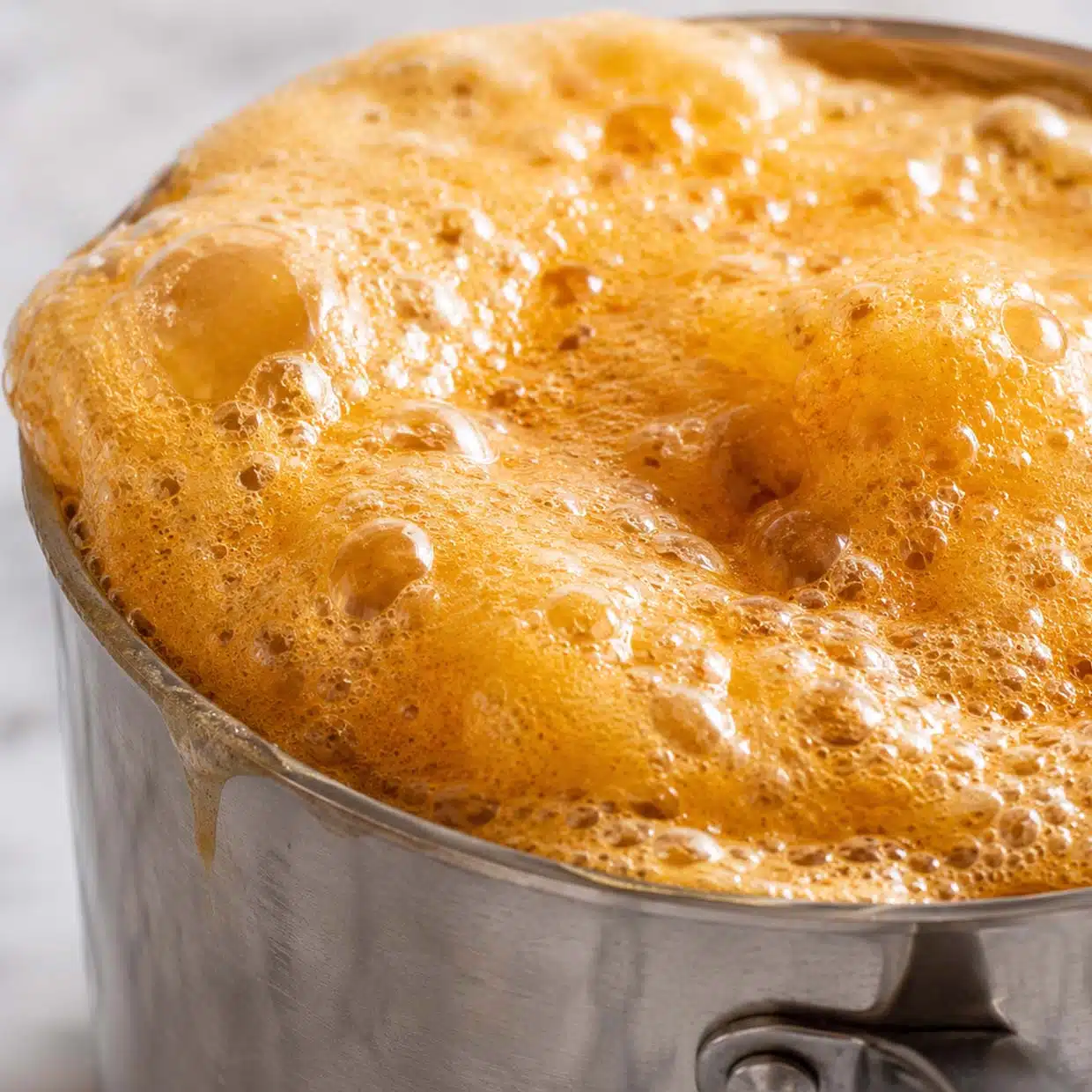 honeycomb recipe foaming dramatically in saucepan after adding bicarbonate of soda