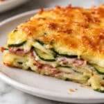 zucchini slice recipe golden with bacon and cheese showing cross section